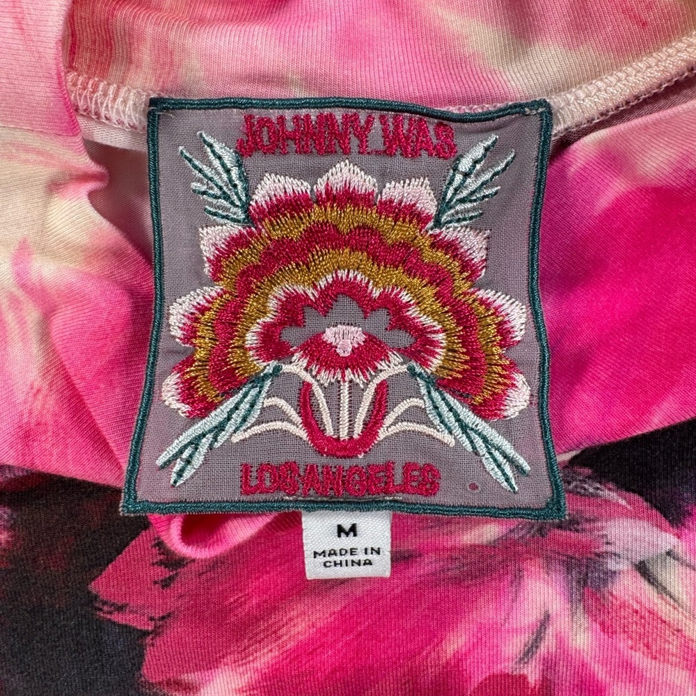 NWOT JOHNNY WAS “The Janie”Women's Pink Floral Mock Neck Top - Picture 2 of 4